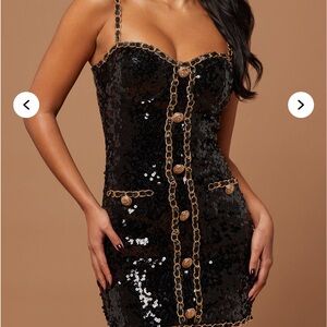 Black and Gold Bodycon Mini Dress Sweetheart Neckline